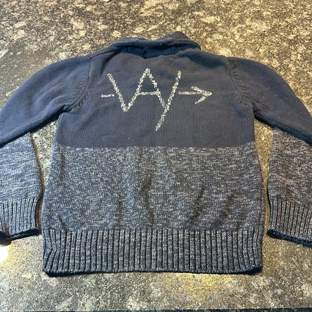 IKKS Toddler Boys Knitted Sweater navy & Heathered Blue Size 10